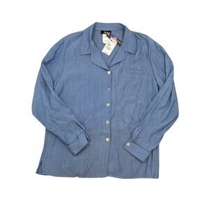 VTG NWT Tapestry light Blue chambray Large Button up shirt airy rayon blend